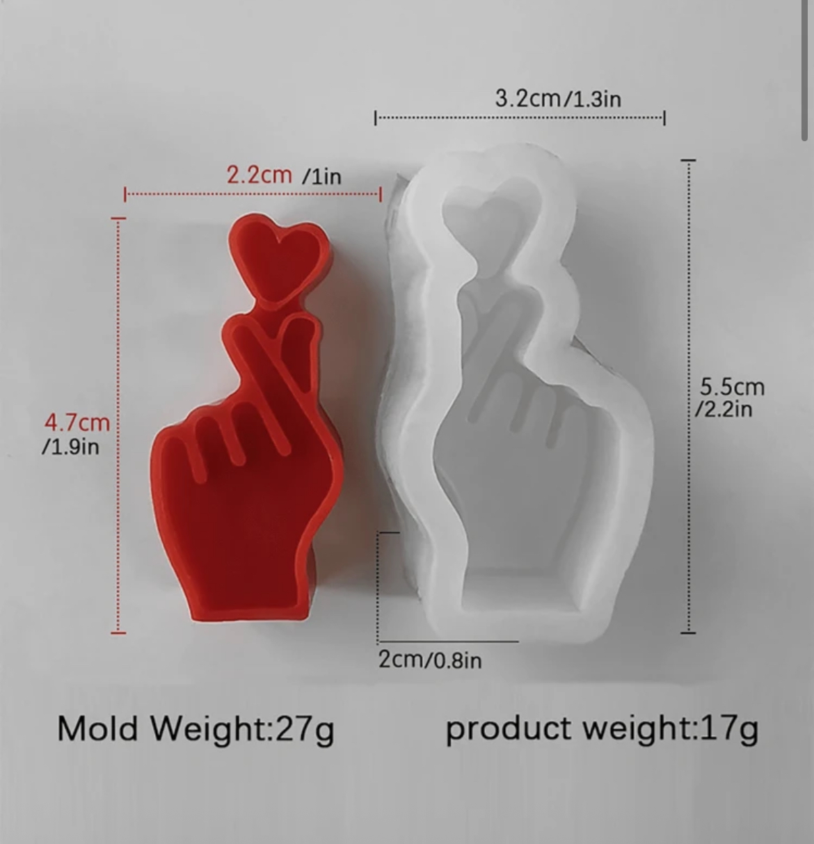 Molde Vela Mano Con Corazon 